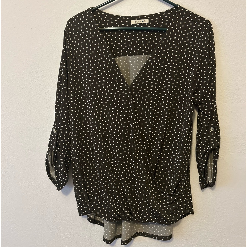 Olive Green with polka dots blouse